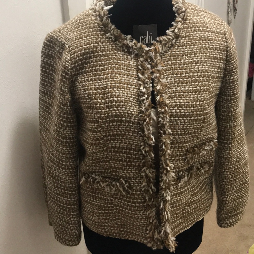 Cabi ‘Phoebe’ gold/cream tweed, blazer; size Med - Picture 3 of 5